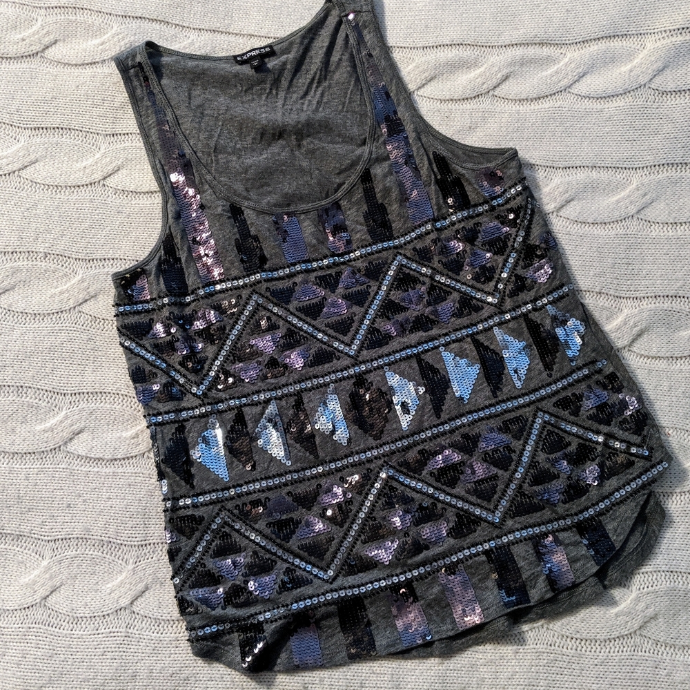 EXPRESS dark gray geometric tank top